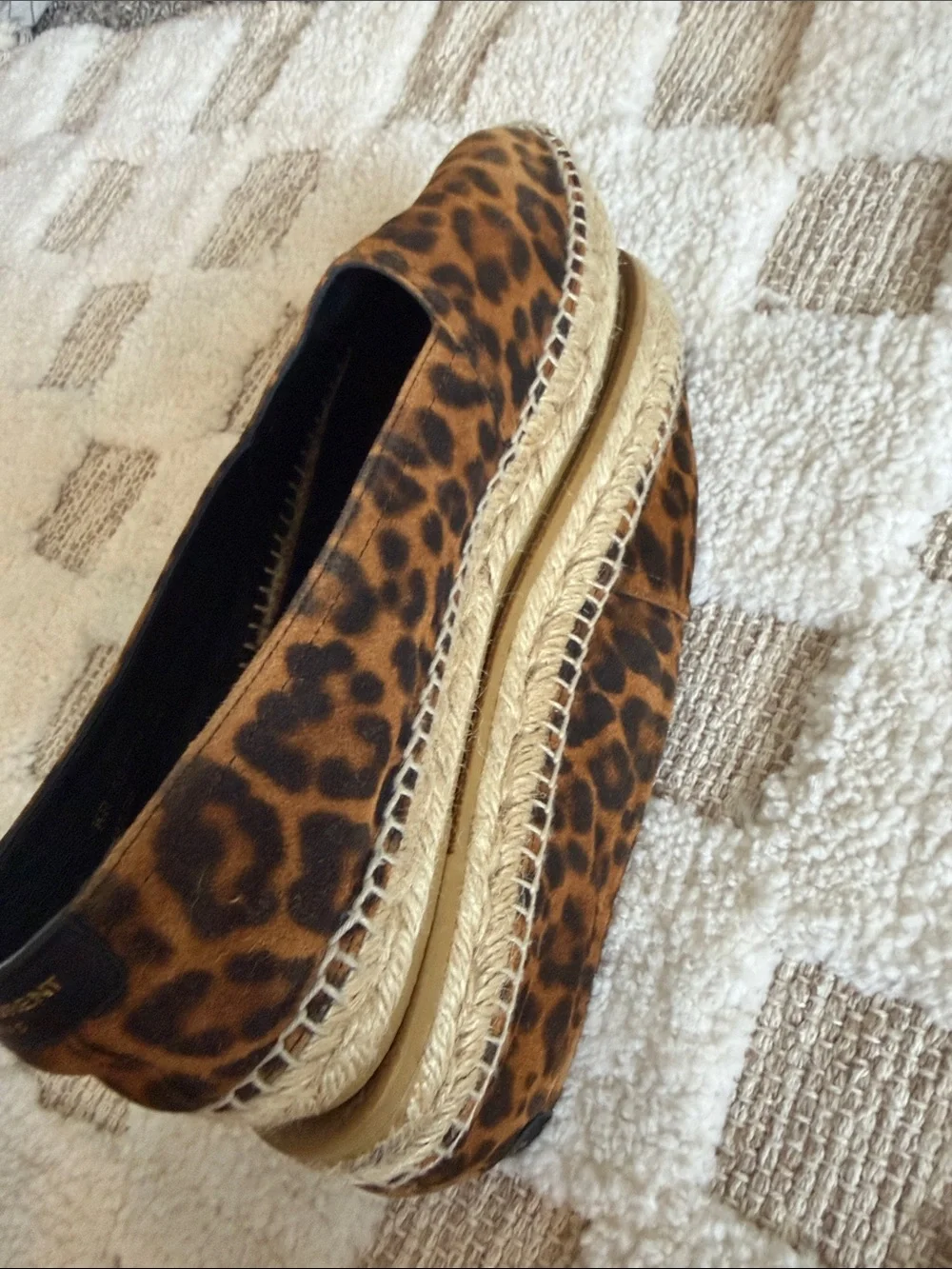 Saint Laurent Leopard Espadrilles in Brown and Black
